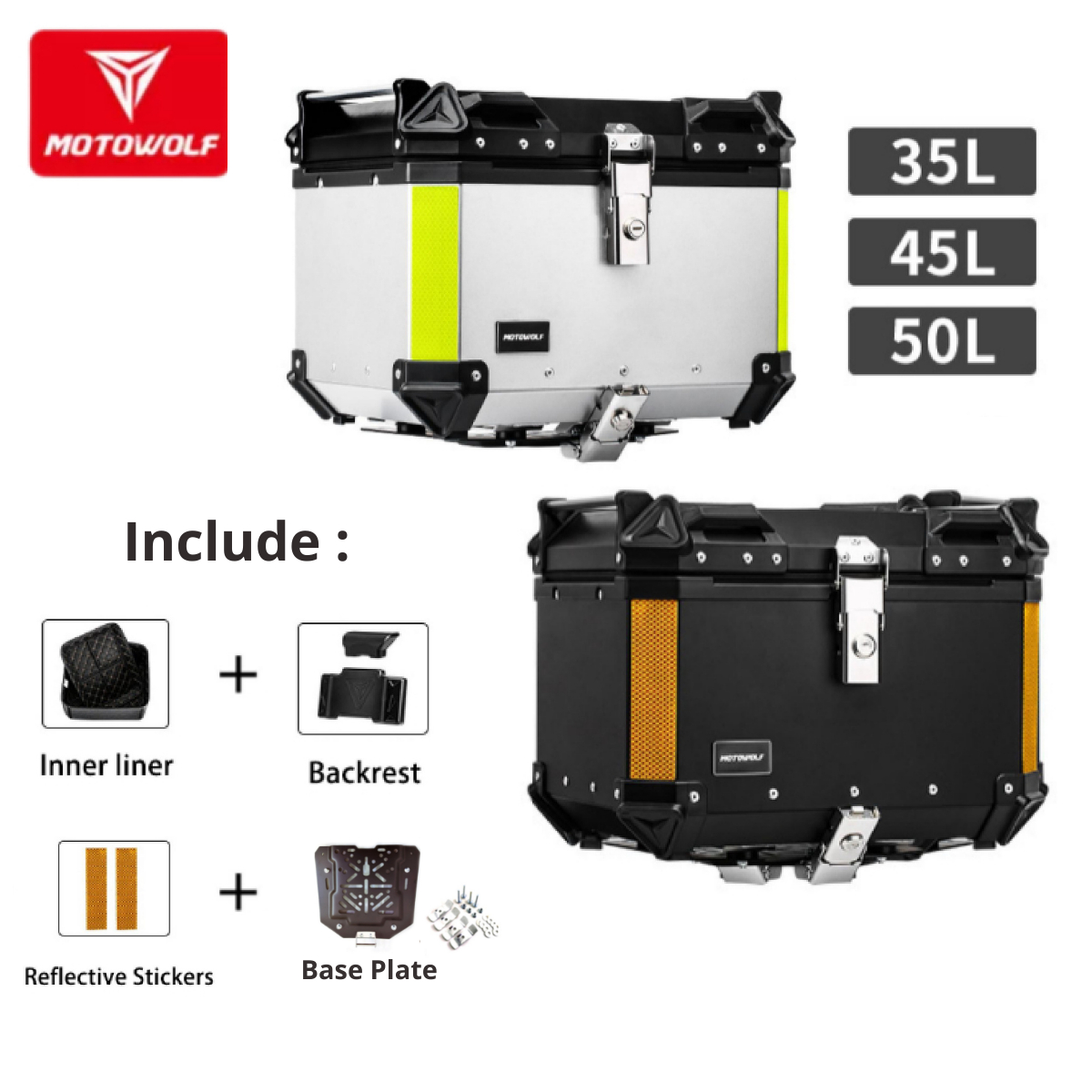 Top Box Motowolf Box Motor Touring Almunium Alloy Premium Original